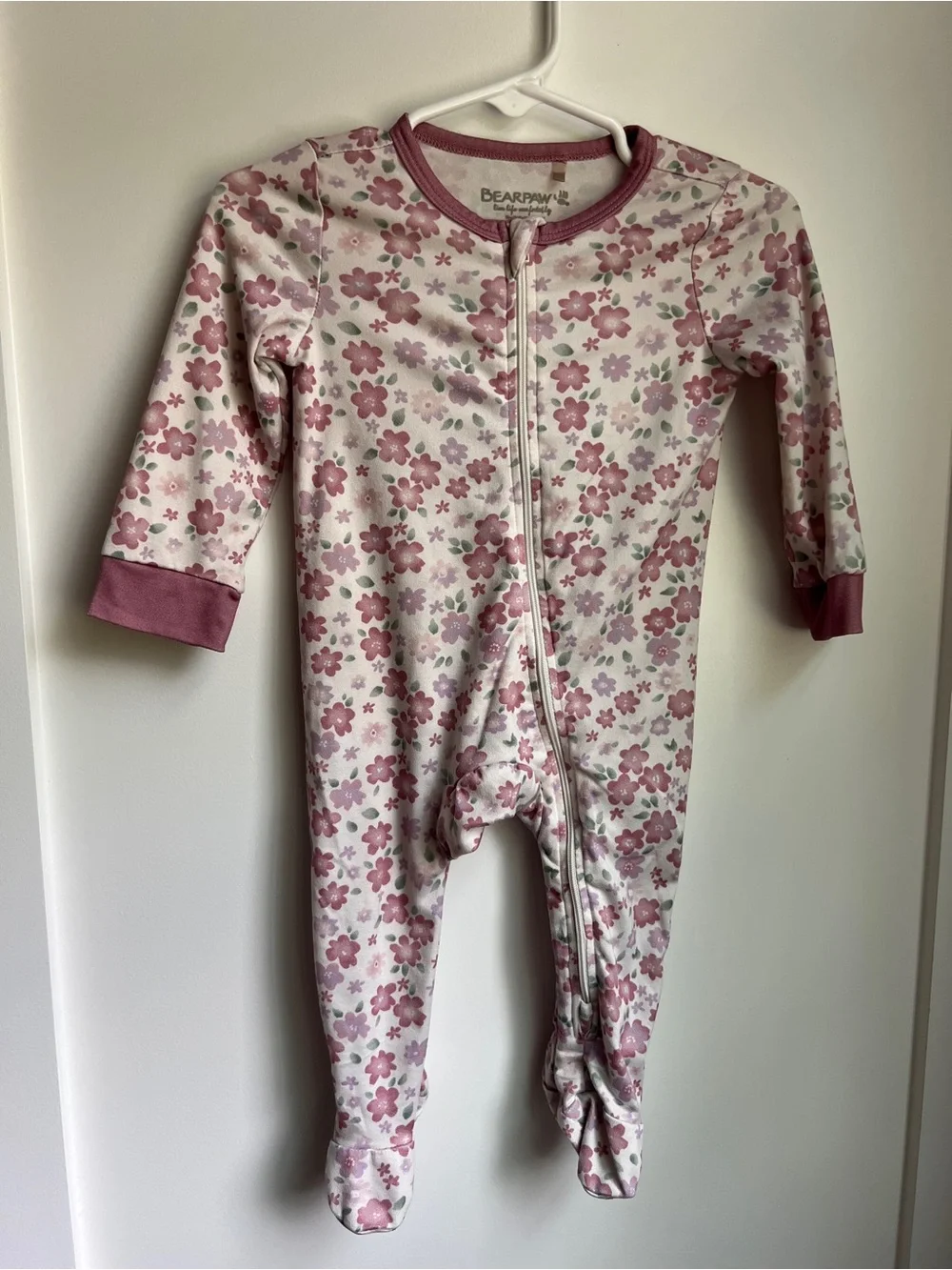 Bearpaw Floral Zip Footie Pajamas | Pink Floral | 18M